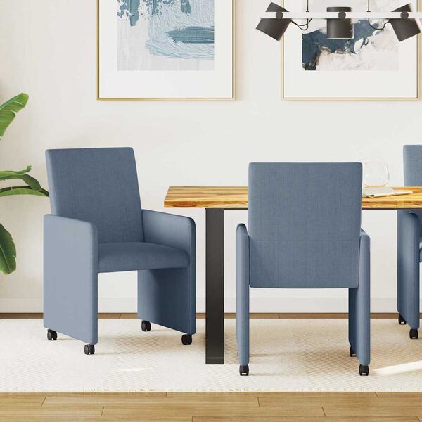 vidaXL Dining Chairs with Wheels 2 pcs Blue 57 x 66 x 94 cm