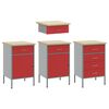 vidaXL Work Bench with Drawer 7 pcs Red 150 x 55 x 200 cm Steel