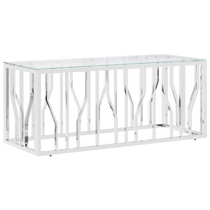 vidaXL Coffee Table 110x45x45 cm Stainless Steel and Glass