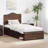 vidaXL Bed Frame with Headboard Brown Oak 90 x 190 cm Solid Pine Wood