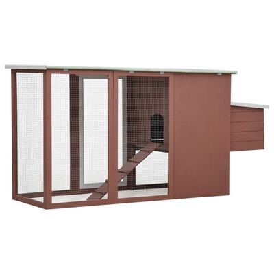 vidaXL Outdoor Chicken Cage Hen House with 1 Egg Cage Brown Wood
