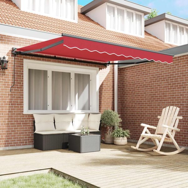 vidaXL Retractable Awning Manual Red 300 x 250 cm Aluminium and Fabric