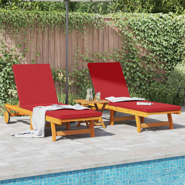 vidaXL Sun Lounger 2 pcs Brown 63 x 199 x 85cm Solid Acacia wood
