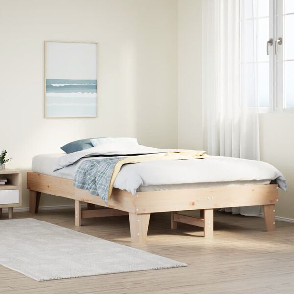 vidaXL Bed Frame without Mattress 120x190 cm Small Double Solid Wood Pine