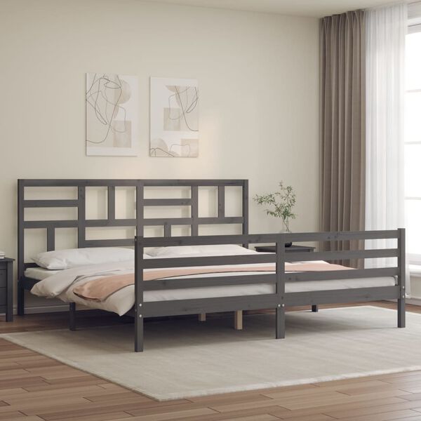 vidaXL Bed Frame without Mattress Grey 200x200 cm Solid Wood
