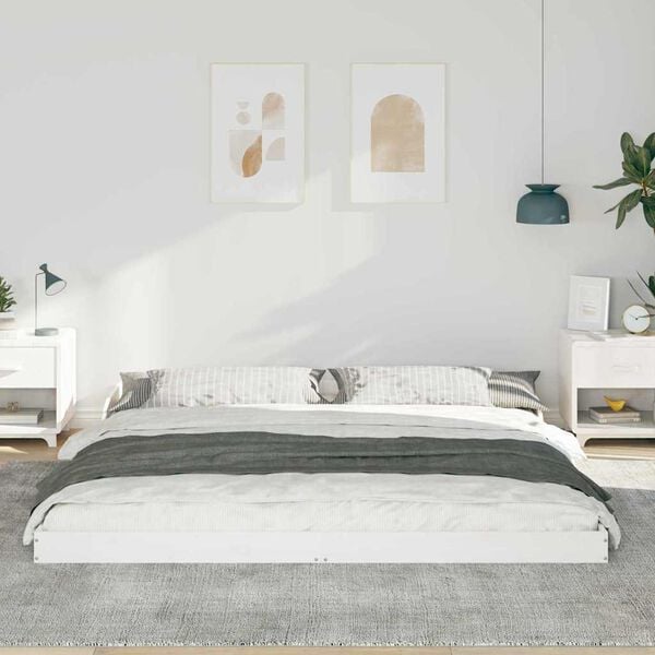 vidaXL Bed Frame White 180 x 210 cm Solid Pine Wood