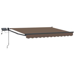 vidaXL Manual Retractable Awning with LEDs Taupe
