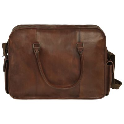 vidaXL Weekend Bag Real Leather Brown