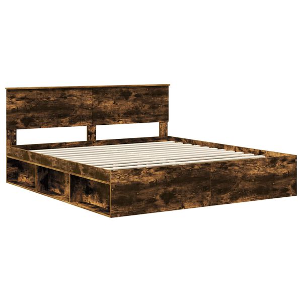vidaXL Bed Frame Smoked Oak 200 x 200 cm Engineered wood