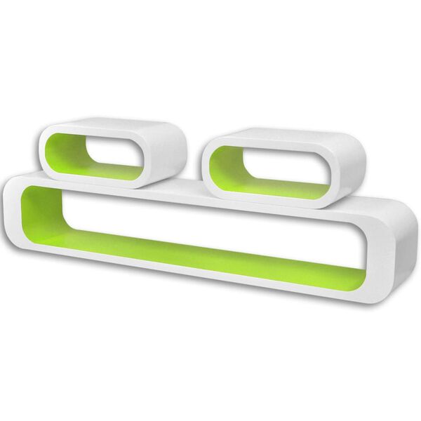 vidaXL Wall Cube Shelves 6 pcs Green and White