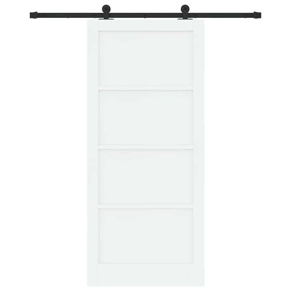 vidaXL Sliding Door White and Black 93 x 211 cm Solid Pine Wood