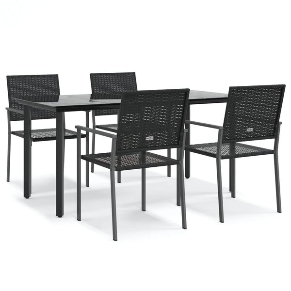 vidaXL 5 Piece Garden Dining Set Poly Rattan and Steel