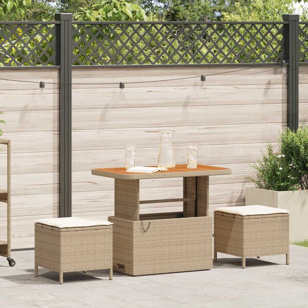 vidaXL Garden Dining Set Beige Poly rattan