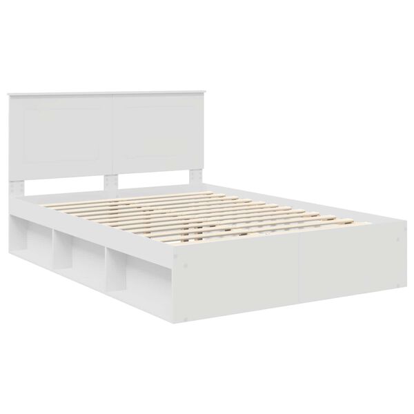 vidaXL Bed Frame with Headboard White 160 x 200 cm Solid Pine Wood