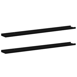 vidaXL Wall Shelves 2 pcs Black 100x9x3 cm
