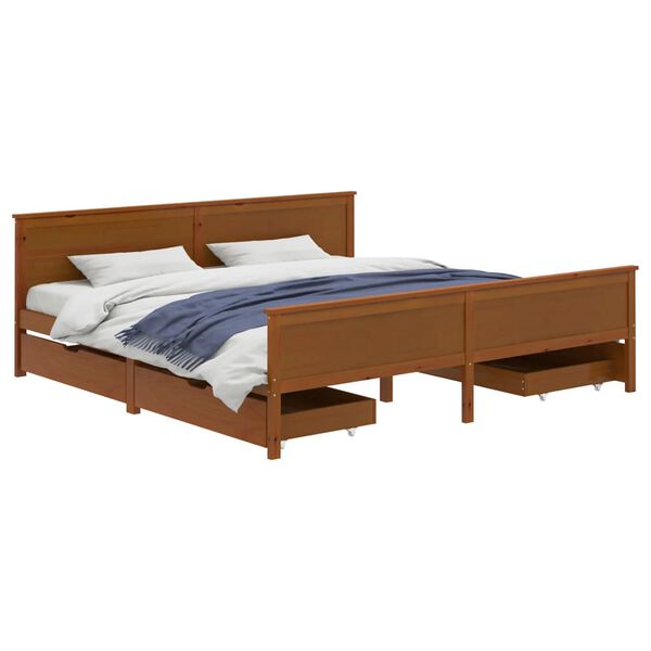 vidaXL Bed Frame without Mattress Honey Brown Solid Wood 200x200 cm