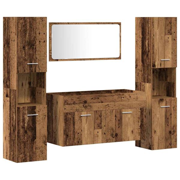 vidaXL 4 Piece Bathroom Furniture Set Old Wood Engineered Wood