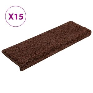 vidaXL Stair Mats 15 pcs 65x21x4 cm Brown Rectangular Edge