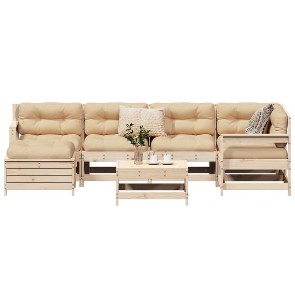 vidaXL 7 Piece Garden Sofa Set Solid Wood Pine