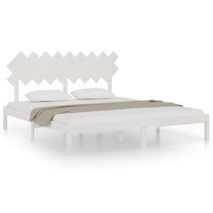 vidaXL Bed Frame without Mattress White 180x200 cm Super King Solid Wood