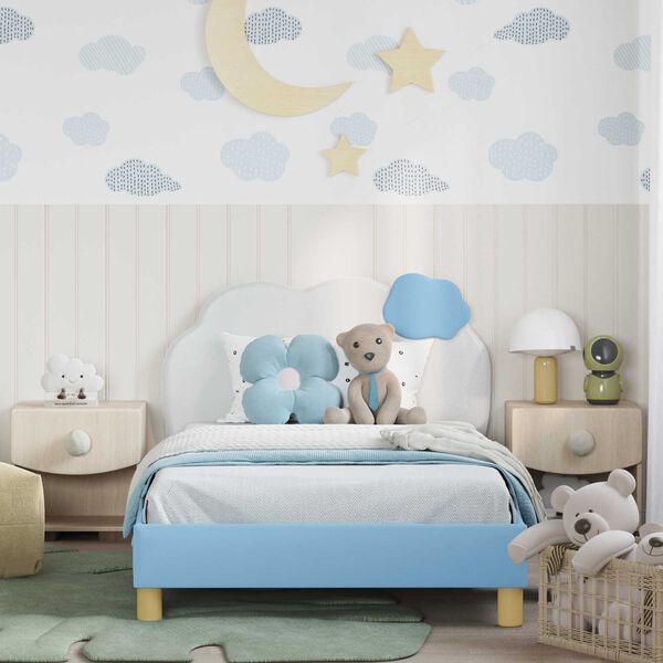 vidaXL Children's Bed Frame with Headboard Blue 90 x 190 cm PU