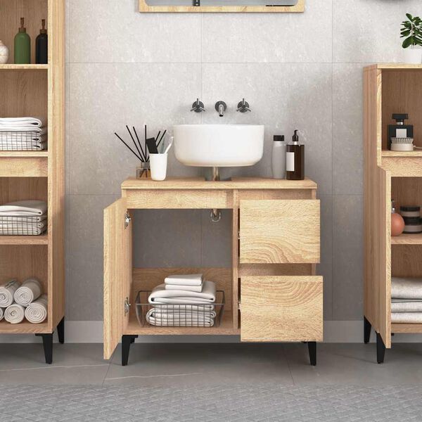 vidaXL Bathroom Cabinet Sonoma Oak 65x33x60 cm Engineered Wood