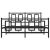 vidaXL Metal Bed Frame without Mattress with Footboard Black 135x190cm