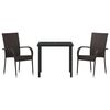 vidaXL Garden Dining Set 3 pcs Brown Powder-Coated Steel