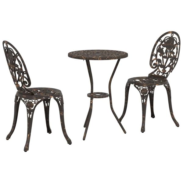 vidaXL Garden Bistro Set 3 pcs Bronze Aluminium