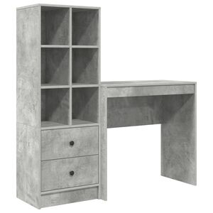vidaXL Desk with Drawer with Shelf with Storage 2 pcs Concrete Grey