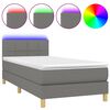 vidaXL Box Spring Bed with Mattress&LED Dark Grey 90x190cm Fabric