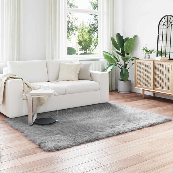 vidaXL Faux Sheepskin Rug Tafalla Grey 120 x 170 cm Polyester