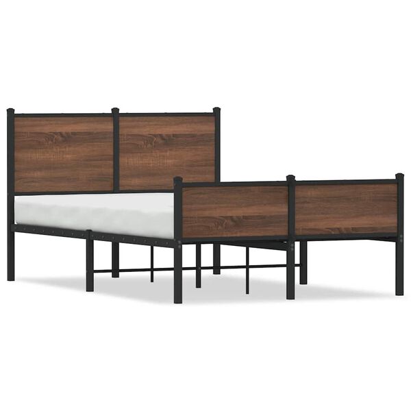 vidaXL Metal Bed Frame without Mattress Brown Oak 120x200 cm