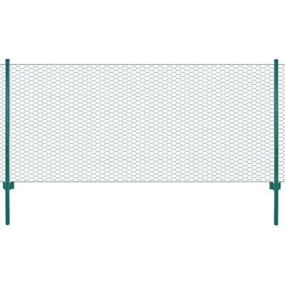 vidaXL Wire Mesh Fence with Posts Steel 25x1 m Green