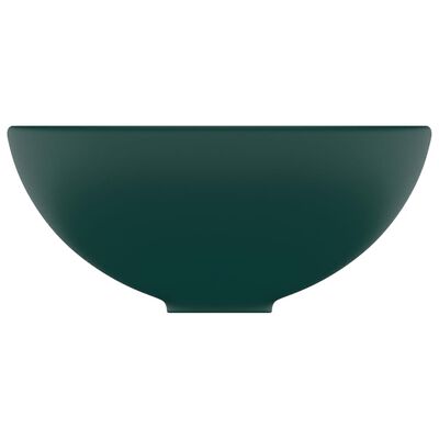vidaXL Luxury Bathroom Basin Round Matt Dark Green 32.5x14 cm Ceramic