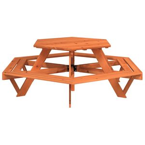 vidaXL Picnic Table for 6 Kids with Benches Hexagon Solid Wood Fir