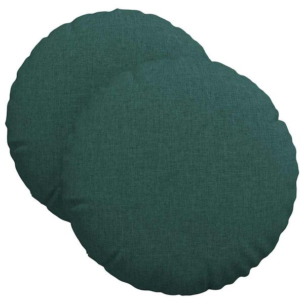 vidaXL Seat Cushions 2 pcs Dark Green &Oslash;40 x 13 cm Fabric