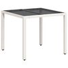 vidaXL Garden Table with Glass Top White 90x90x75 cm Poly Rattan