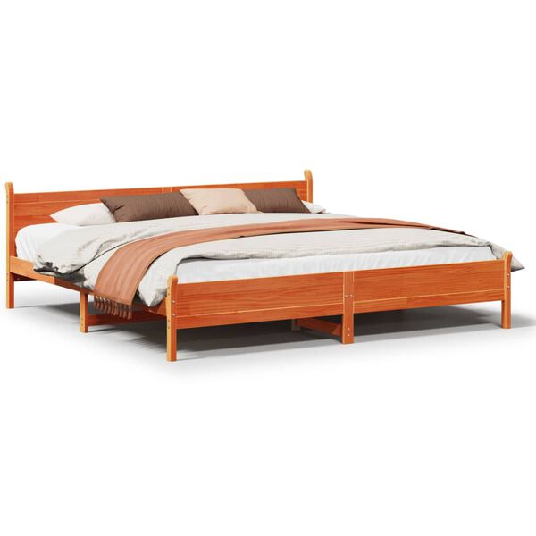 vidaXL Bed Frame without Mattress Wax Brown 180x200 cm Super King Solid Wood Pine