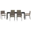 vidaXL Garden Dining Set with Cushion 7 pcs Grey Poly Rattan