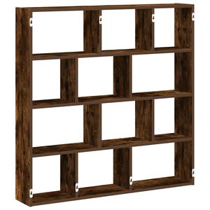 vidaXL Wall Cube Shelf 12 Compartments Smoked Oak Engineered Wood