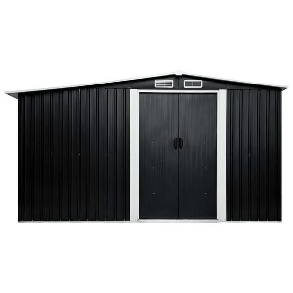 vidaXL Garden Shed with Sliding Doors Anthracite 329.5x205x178 cm Steel