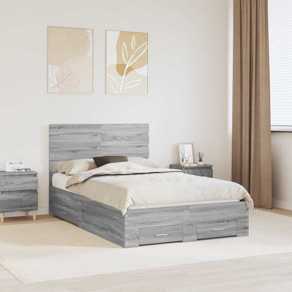 vidaXL Bed Frame with Drawer with Headboard Manual Engineered Wood