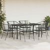 vidaXL 7 Piece Garden Dining Set Black Poly Rattan Glass