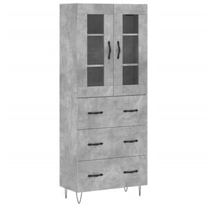 vidaXL Highboard Concrete Grey 69.5x34x180 cm Engineered Wood