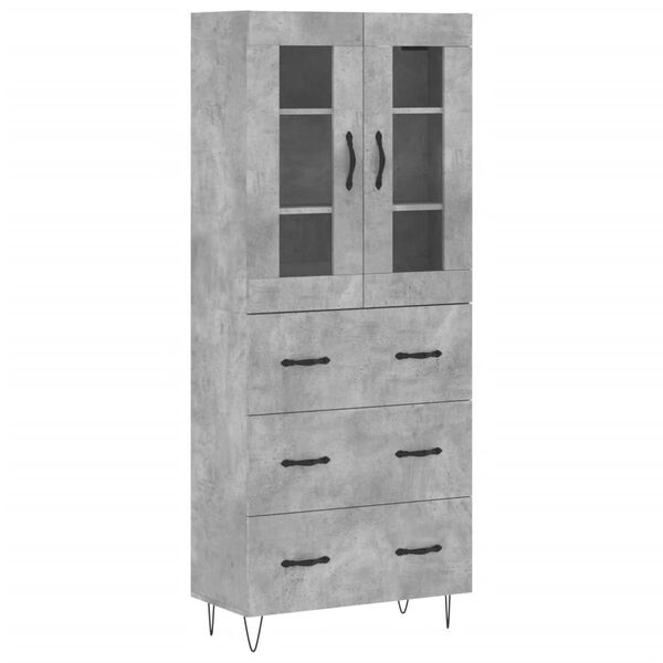 vidaXL Highboard Concrete Grey 69.5x34x180 cm Engineered Wood