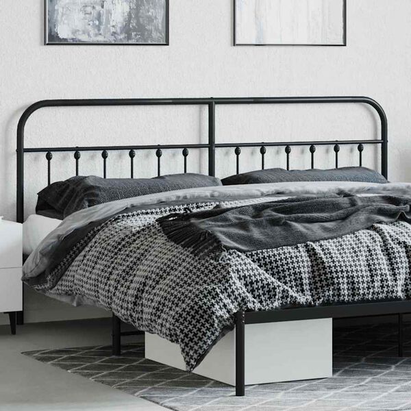 vidaXL Metal Replace Headboard Black 200 cm