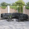 vidaXL Garden Sofa Set with Cushion 9 pcs Black Steel