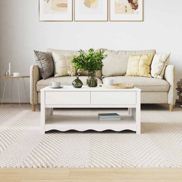 vidaXL Coffee Table Drammen White 99 x 55 x 45 cm Solid pine wood