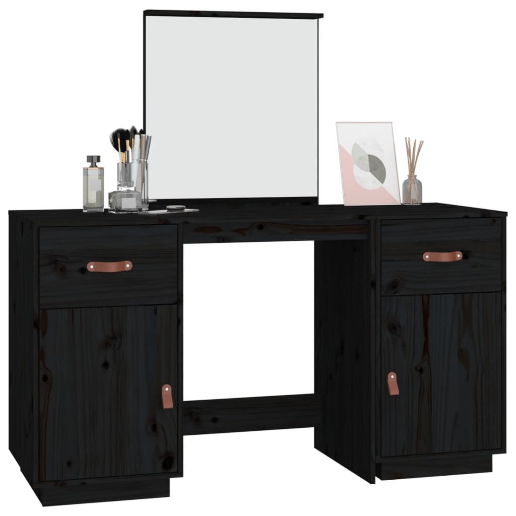 Black vanity table no mirror deals